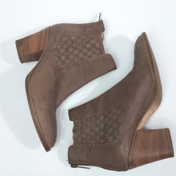 Aquatalia Women Frannie Basket Weave Leather Ankle Booties Brown Tan Size 8 - Picture 3 of 16